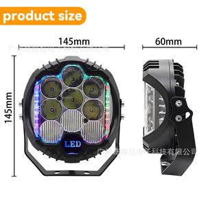 Three-Sided Rgb <b>Work</b> <b>Light</b> 7 Inch <b>Led</b> Off Road Lighting With Remote Control Waterproof For Vehicle Use - Product Image 4
