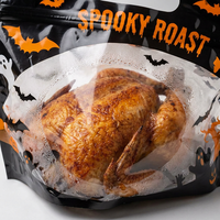 Sachet de luxe personnalisé imprimé pour Halloween, avec poignée, anti-buée, pour aliments chauds de supermarché, charcuterie et poulet rôti