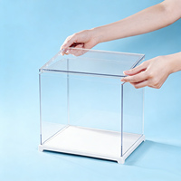Boîte de présentation en acrylique transparent haut de gamme avec éclairage LED, boîte de présentation de table, vitrine moderne pour figurines de jouets, personnages, modèle Lego