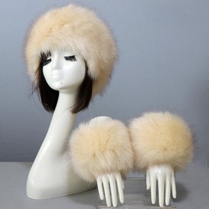 Women 2 Piece Faux Fur Set <b>Artificial</b> Fur Flat Cap Winter Warm Cuffs Comfortable Soft Accessories for Christmas New Year - Product Image 3
