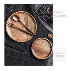 Plateau rond en bois d'acacia, couleur unie, brun foncé, plateau de service pour thé, café, dessert, rangement, style japonais - Product Image 3
