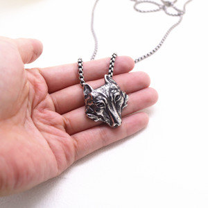 Yunnique – collier avec pendentif tête de renard féroce, en acier titane, unisexe, design du zodiaque animal, bijoux à la mode - Product Image 4