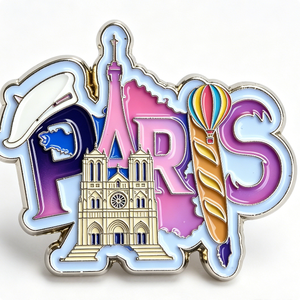 Broche Souvenir de Paris en Métal, Forme Irrégulière, Émail Dur, Alliage de Zinc, Design Lettre, Article de Collection - Product Image 4