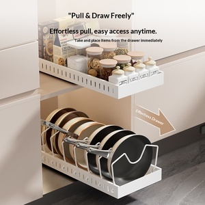 Étagères coulissantes extensibles pour armoires de cuisine, largeur réglable de 12,2 à 20,47 pouces, organiseur de garde-manger, tiroirs coulissants, paniers organisateurs - Product Image 2