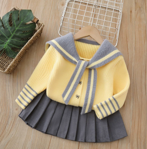 Fabricant de vêtements pour enfants en marque privée, ensemble de vêtements pour bébé fille, chemise à carreaux rouge à manches longues, manteau à col en V - Product Image 2