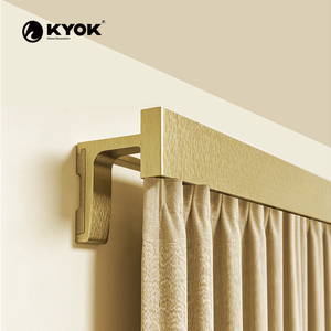 Riel de Cortina Rectangular Moderno KYOK con Soportes de Pared, Diseño Minimalista, Fácil Instalación, Acabado Dorado - Product Image 1
