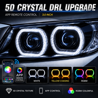 Nouvelle version améliorée 3.0 - Feux de jour Angel Eye 5D de 3 pouces - Contrôle à distance par application RGBW - Blanc, jaune, effet de poursuite - Feux LED de voiture