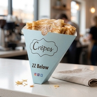 2026 Meilleures ventes : Cornet en papier crêpe de qualité alimentaire, résistant à l'eau et à l'huile, pour frites, avec compartiment à sauce
