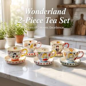 Taza de Cerámica Moderna Pintada a Mano de 15 oz con Diseño de Alicia en el País de las Maravillas, en Caja, Ideal para Regalo para Niñas - Product Image 1