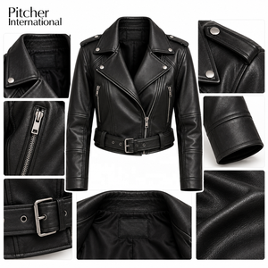 Veste en cuir pour femmes en gros pour les marques de mode en ligne américaines, fournisseur OEM de vestes en cuir pour femmes pour le commerce électronique - Product Image 6