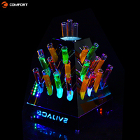 Club de luxe Logo personnalisé Affichage doré Plateau en verre à liqueur éclairé par LED Bouteille Glorifier Rack Holder VIP Shelf