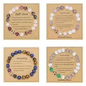 Natural Stone <b>Beaded</b> <b>Bracelet</b> Handmade With Card For Self Love Peace Anxiety Productivity Unisex Jewelry - Product Image 1