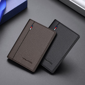 Porta carte Super sottile in morbida pelle nera Mini <span class=keywords><strong>portafoglio</strong></span> da <span class=keywords><strong>uomo</strong></span> per carte di credito e carta d'identità da <span class=keywords><strong>uomo</strong></span> - Product Image 5