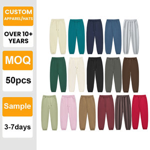 Pantalons de survêtement unisexes décontractés en molleton doublé de couleur unie de 350 g avec logo brodé personnalisé - Product Image 1