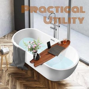 Grand <span class=keywords><strong>plateau</strong></span> de <span class=keywords><strong>baignoire</strong></span> avec pieds réglables <span class=keywords><strong>Plateau</strong></span> de bain en bois d'acacia pour <span class=keywords><strong>baignoire</strong></span> Table de bain Caddy Cadeau de spa de luxe pour la nouvelle maison Pendaison de crémaillère - Product Image 6