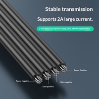 Câble plat en silicone souple Type-C Micro-USB avec conducteur en cuivre, double tête coudée, transmission 2.0 pour le transfert de données