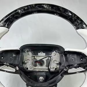 Volant de voiture en fibre de carbone pour <span class=keywords><strong>RTS</strong></span> Dodge Charger 2015-2022, style sport, cuir forgé blanc - Product Image 5