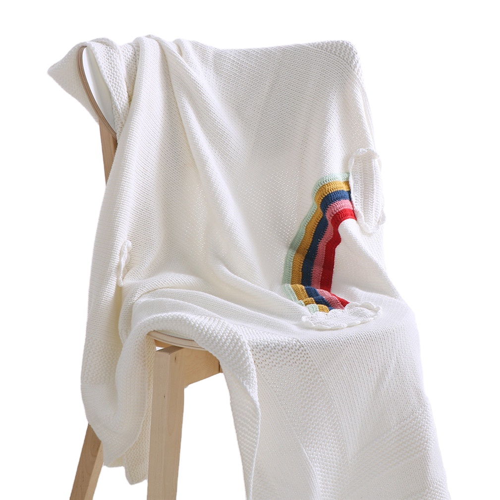 Радужное Хлопковое одеяло, модное изысканное одеяло, сертификация Oeko-tex, оптовая продажа, украшение, жаккард для сна, милый ребенок Ch