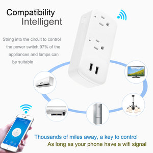 Tuya WiFi US Smart <strong>Plug</strong> <strong>Extender</strong> with 2 USB Ports 2 AC Outlets Alexa Google Home Wireless Multi Socket OEM Wholesalel PST-BSD08 - Product Image 3