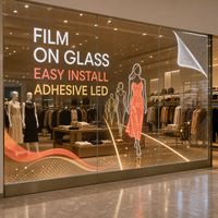 Film LED transparent adhésif pour vitrine de boutique de mode, affichage publicitaire sur fenêtre