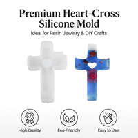 LEQU Molde de Silicona con Forma de Corazón y Cruz, Divertido y Alegre, Ecológico y Reutilizable para Resina, Joyería y Manualidades, Venta al por Mayor