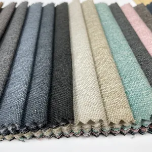 China sofa fabric factory direct linen fabrics wholesale plain dyed washed 100 polyester linen for sofa chair furniture