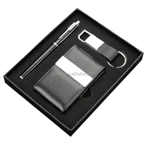 High quality customized business card holder, pen and keychain VIP business gift set