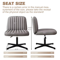 Chaise de bureau d'appoint sans accoudoirs, dossier mi-haut, chaise de bureau à domicile, support lombaire, hauteur réglable, pivotante, ergonomique
