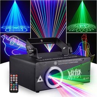 Mini projecteur laser d'animation couleur pour scène, idéal pour KTV, bars, soirées, discothèques, avec effets faisceau, stroboscope et scan, télécommande/automatique, livré avec flight case