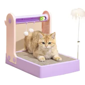 Jouets interactifs en carton ondulé violet bleu vert pour chats, grattoir pour chats