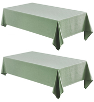 Nappe de salle à manger rectangulaire en polyester jacquard vert sauge sur mesure 60x126, résistante à l'eau et aux plis, effet lin