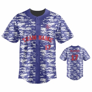 Custom Men's Baseball Jersey Camouflage Print Full Button <b>Down</b> Team Name Player Back Sublimated Polyester Short Sleeve - Product Image 6