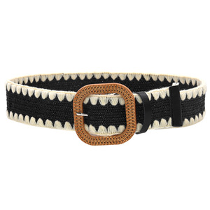 European American New Cross Border Women's PP <strong>Raffia</strong> Stretch Woven Hemp Rope National Wind Lace Women's <strong>Belt</strong>