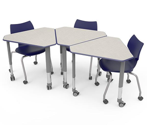 Mobilier scolaire Bureau d'étudiant Chaise empilable Bureau de travail d'équipe réglable en forme de diamant - Product Image 3