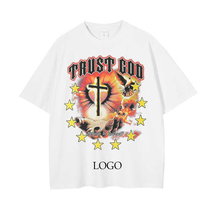 Acid Wash Totem Print Cowl Tee