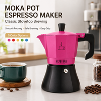 Kingze Premium Trendy Moka Cafetière Aluminium Cuisinière Espresso Percolateur Cafetière Portable 3/6 Tasses Italienne Moka Pot