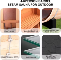Traditionelle Kanadische Rotzedern-Fass-Sauna für Draußen mit Harvia-Ofen und Wasserdichter Asphaltschindel-Abdeckung