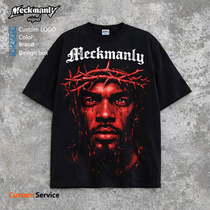T-shirts surdimensionnés vintage délavés pour hommes, personnalisables OEM/ODM, à manches courtes, style streetwear et haute couture - Product Image 1