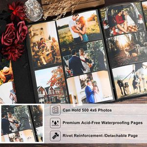Ywlake Extra Large Capacity Album fotografico 4x6 500 tasche in pelle nero tiene 500 <span class=keywords><strong>foto</strong></span> verticali orizzontali per matrimonio <span class=keywords><strong>di</strong></span> famiglia - Product Image 5
