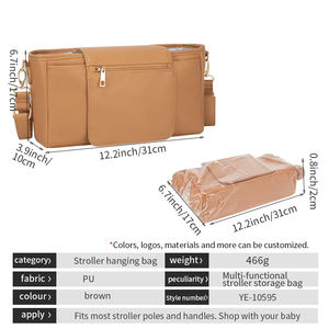 Organizador Universal para Cochecito de Bebé, de Cuero Vegano, con Portavasos, Resistente al Agua y Antirrobo, para Uso Diario - Product Image 2