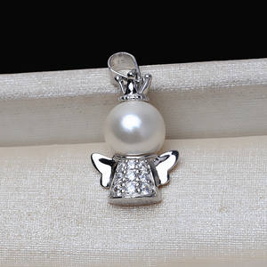 จี้เงินแท้ S925 รูปนางฟ้าสำหรับผู้หญิง งานแฮนด์เมด รูสำหรับไข่มุกขนาด 8-10 มม. อุปกรณ์ DIY สำหรับทำเครื่องประดับ กึ่งสำเร็จรูป 3302 อะไหล่เครื่องประดับ - Product Image 1