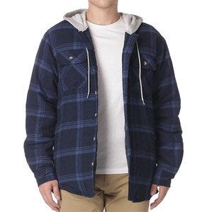 New Arrival Factory Price Custom Design Cotton <strong>Flannel</strong> <strong>Shirt</strong> <strong>Jacket</strong> With Hoodie <strong>Denim</strong> <strong>Lined</strong> Heated Crew Neck OEM Service - Product Image 1