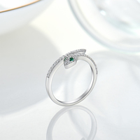 Bague serpent Turquoise personnalisée de haute qualité, bijoux fins, plaqué Rhodium Animal, bague en argent Sterling 925