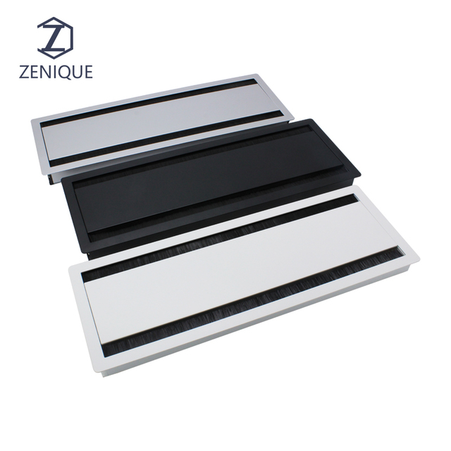 Office Conference Table Hole Covers Desk Dual Brush Detachable Metal Wire Management Cable Socket Grommet Manager