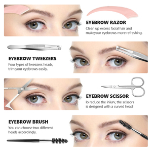 Juego de cuidado de cejas profesional de alta calidad, 4 Uds., herramienta de belleza para cejas, maquinilla de afeitar - Product Image 5