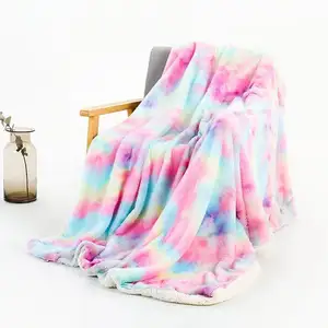 Cầu Vồng Chăn Hai Lớp Chăn Tie-Dye Điều Hòa Không Khí Dài Len Chăn Bán Buôn