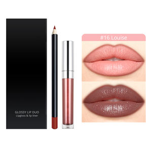 Mais Vendido: Kits de <span class=keywords><strong>Gloss</strong></span> Labial 2 em 1 com 19 Opções de Cores, Logotipo Personalizado, Atacado – Novo <span class=keywords><strong>Gloss</strong></span> Labial Vegano Nude e Delineador Labial - Product Image 4