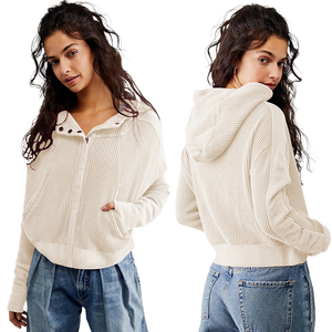 Sweat-shirt à capuche tendance pour femmes, manches longues, fermeture éclair décontractée, style yoga, automne et hiver - Product Image 1