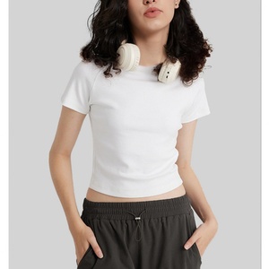 T-shirt de sport d'été personnalisé pour femme, en coton et élasthanne, coupe courte, style Y2K sexy, respirant et écologique, pour un usage décontracté - Product Image 5