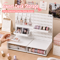 Organisateur de tiroir pour bureau avec panneau perforé, étagère de rangement verticale pour panneau perforé, boîte de rangement surélevée sans perçage pour dortoir et bureau
